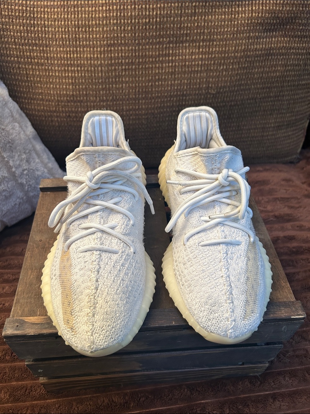 adidas Kids Cream/Off-White Knit Sneakers